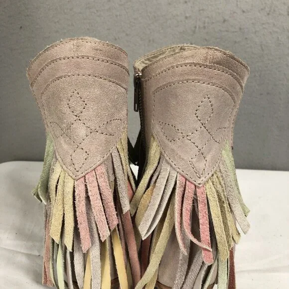 Free People Boots Womens 8 US 38 EU Lawless Fringe Pastel Western Boho Rodeo - Picture 16 of 16